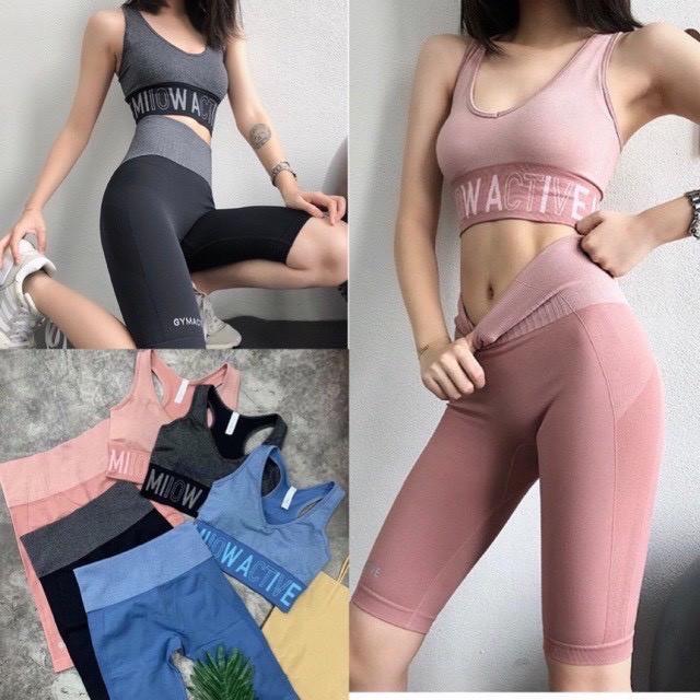 Bộ tập gym áo cropdop quần lửng siêu hot 2021 - Bộ tập GYM - YOGA nữ áo coptop quần lửng siêu thoải mái