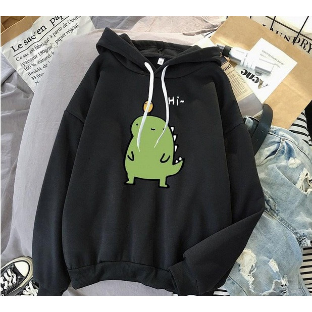 ÁO KHOÁC HOODIE UNISEX FORM RỘNG KHỦNG LONG HI CUTE DỄ THƯƠNG