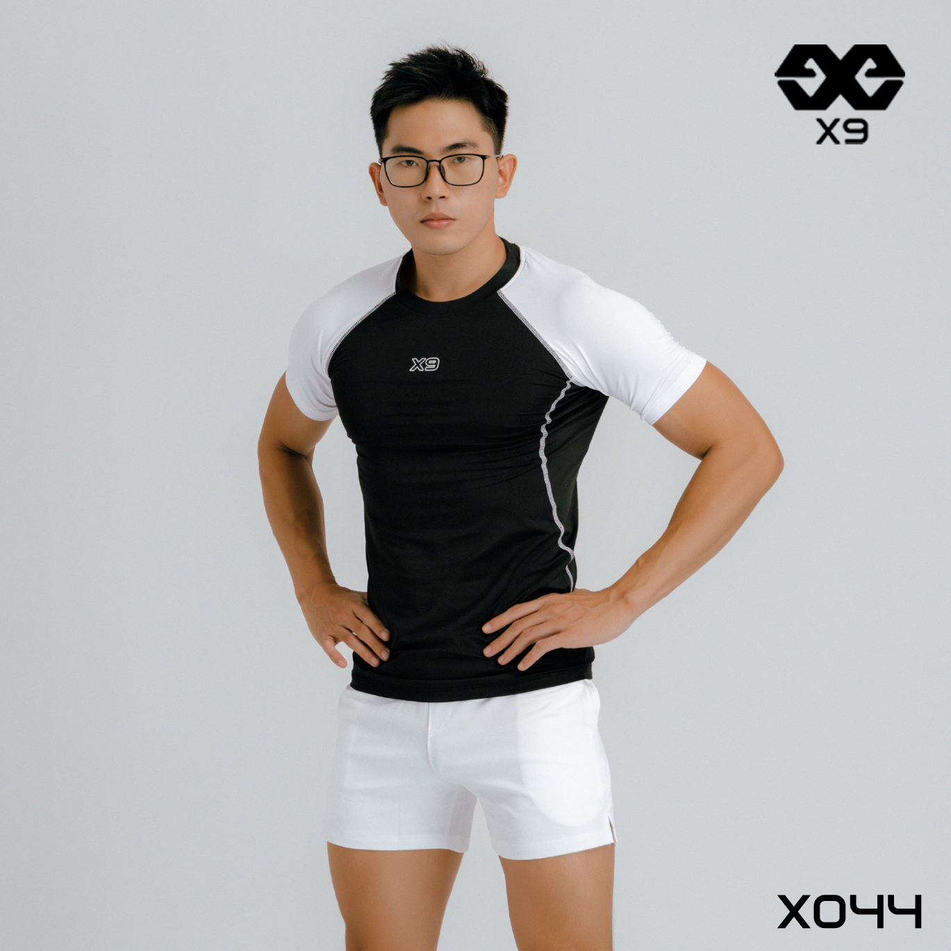 Áo Ngắn Tay Ráp Lăng Phối Màu Slimfit Ôm Body Tập Gym Thể Thao Thun Lạnh Poly 4 Chiều Cao Cấp - X9 Sportswear - X044