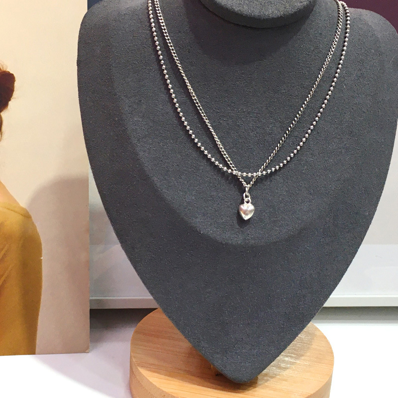 Dây chuyền 2 tầng chuỗi xích cá tính trái tim 3D ấn tượng