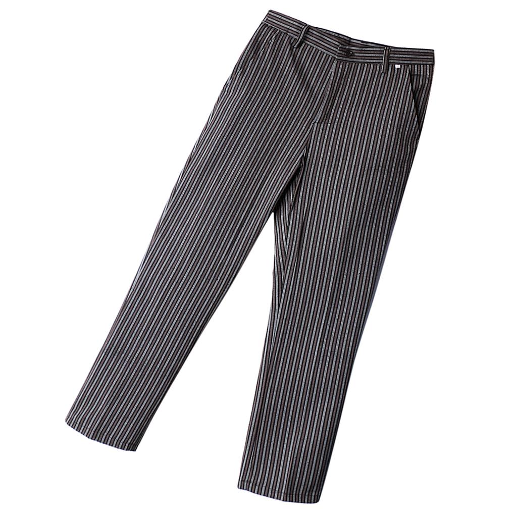 Professional Chef Trousers 2 Pockets Cotton Stripe Work Pants for Mens Womens