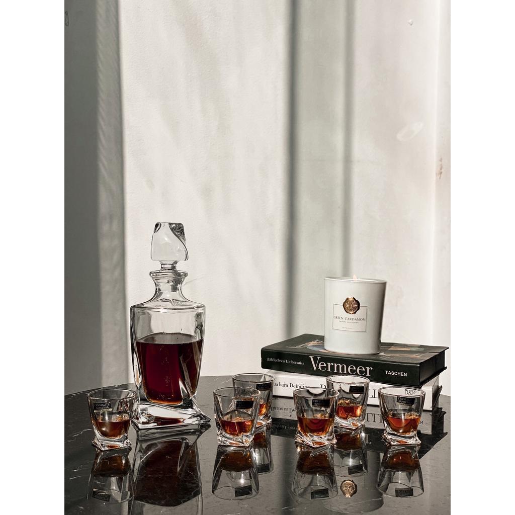 Bộ 6 Cốc Pha Lê Bohemia Quadro Whisky, Dung Tích 340ml, Nhập Đức