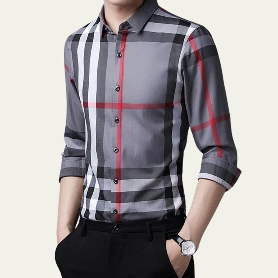 Áo sơ mi nam kẻ sọc LUZADO ,sơ mi nam đẹp họa tiết dài tay thời trang công sở cao cấp mát chống nhăn hàng VNXK