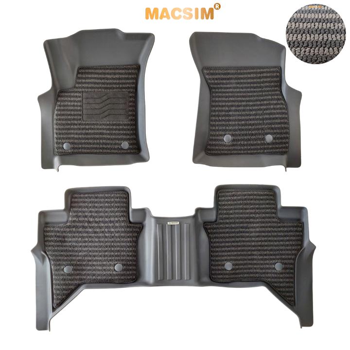 Thảm Lót Sàn 2 Lớp TPE Macsim Toyota Hilux 2022+ Chuẩn Form, Bền, Không Mùi (sd3 xám đen ct)