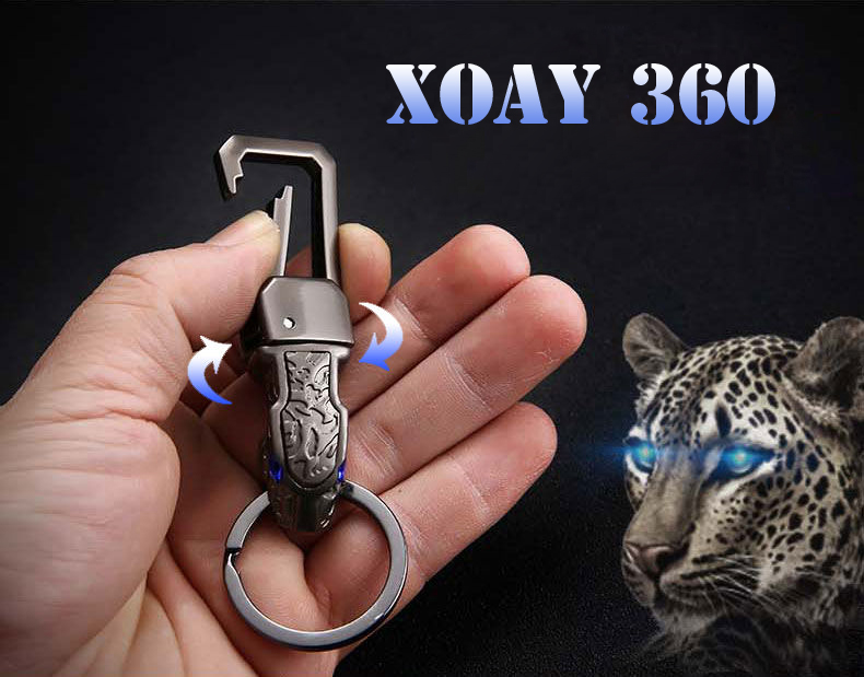 Móc Treo Chìa Khóa Oto Xe Máy  BCK2-648 Hình Đầu Hổ Mắt Ngọc Cực Chất Xoay 360 Độ  ( giao màu ngẫu nhiên )