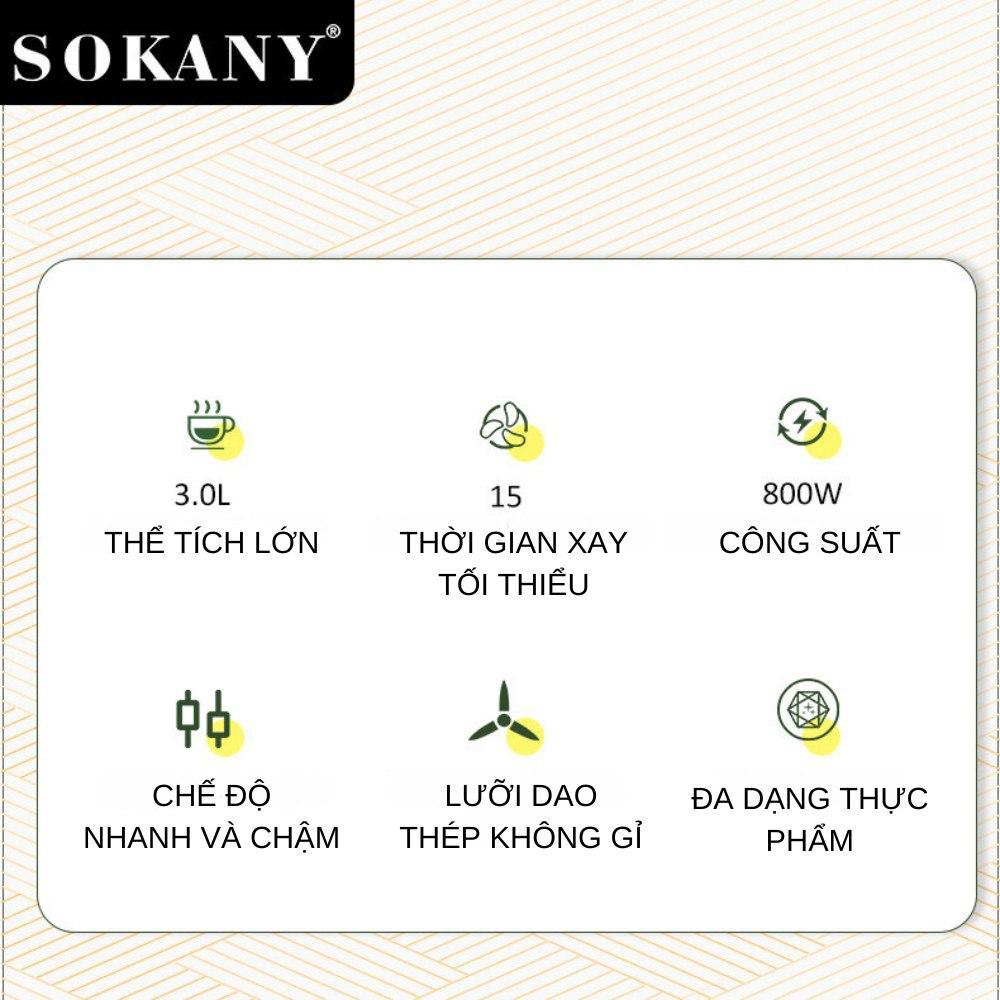 Máy xay thịt đa năng SOKANY SK-7011 Công suất cao 800W, dung tích lớn 3L, xay nhuyễn mọi thực phẩm - HÀNG CHÍNH HÃNG - DELIYA