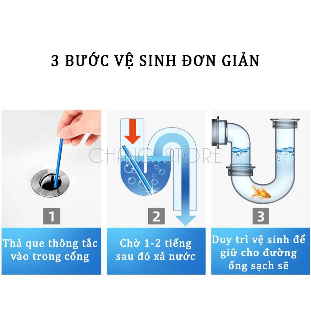 Vỉ 12 que thông tắc bồn cầu và cống đánh bật, làm tan hết mọi chất cặn bẩn ứ đọng siêu tiện lợi