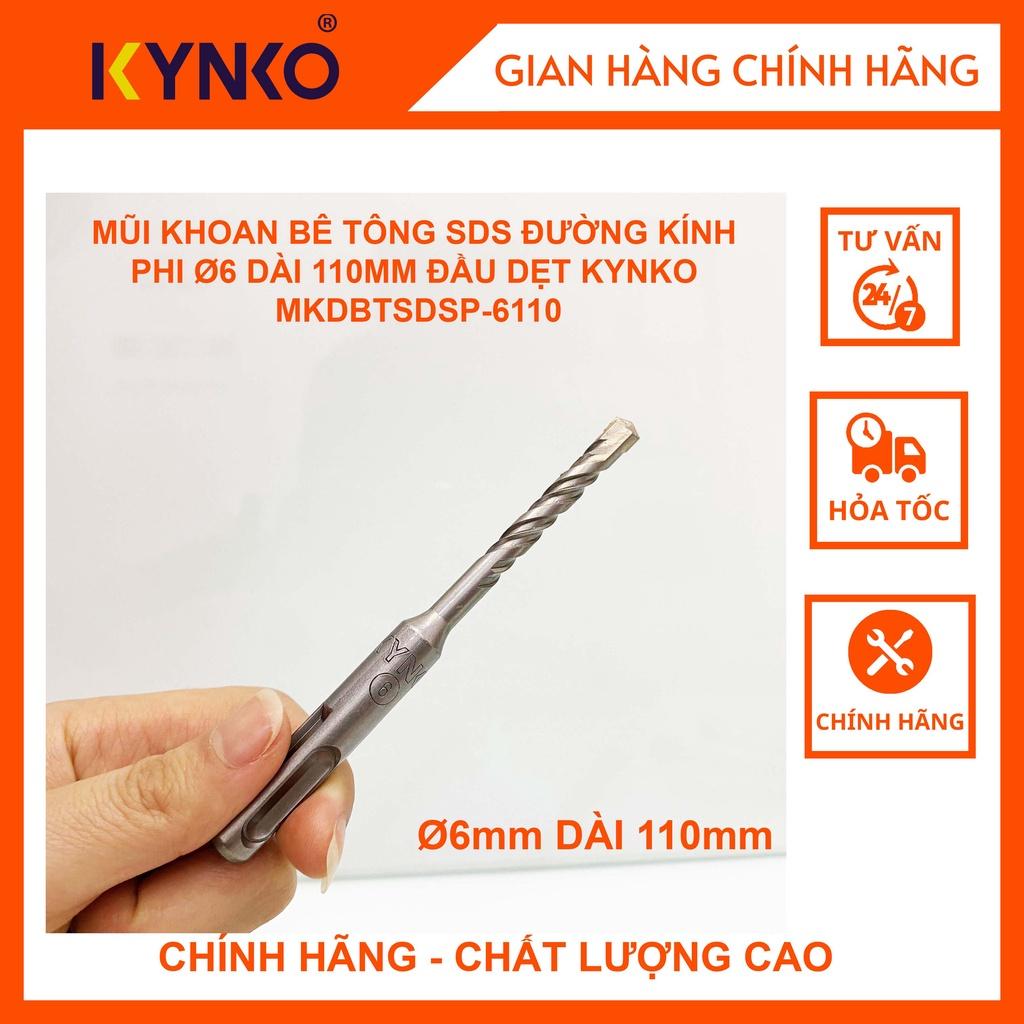 MŨI KHOAN BÊ TÔNG SDS ĐƯỜNG KÍNH PHI Ø6 DÀI 110MM ĐẦU DẸT KYNKO MKDBTSDSP-6110