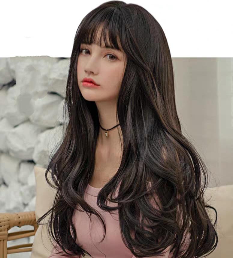 Tóc giả nguyên đầu xoăn Hàn Quốc siêu xinh có rãnh da đầu, chịu nhiệt tốt, có thể bấm, uốn, duỗi, gội. giống tóc thật 100%. Kèm lưới và lược