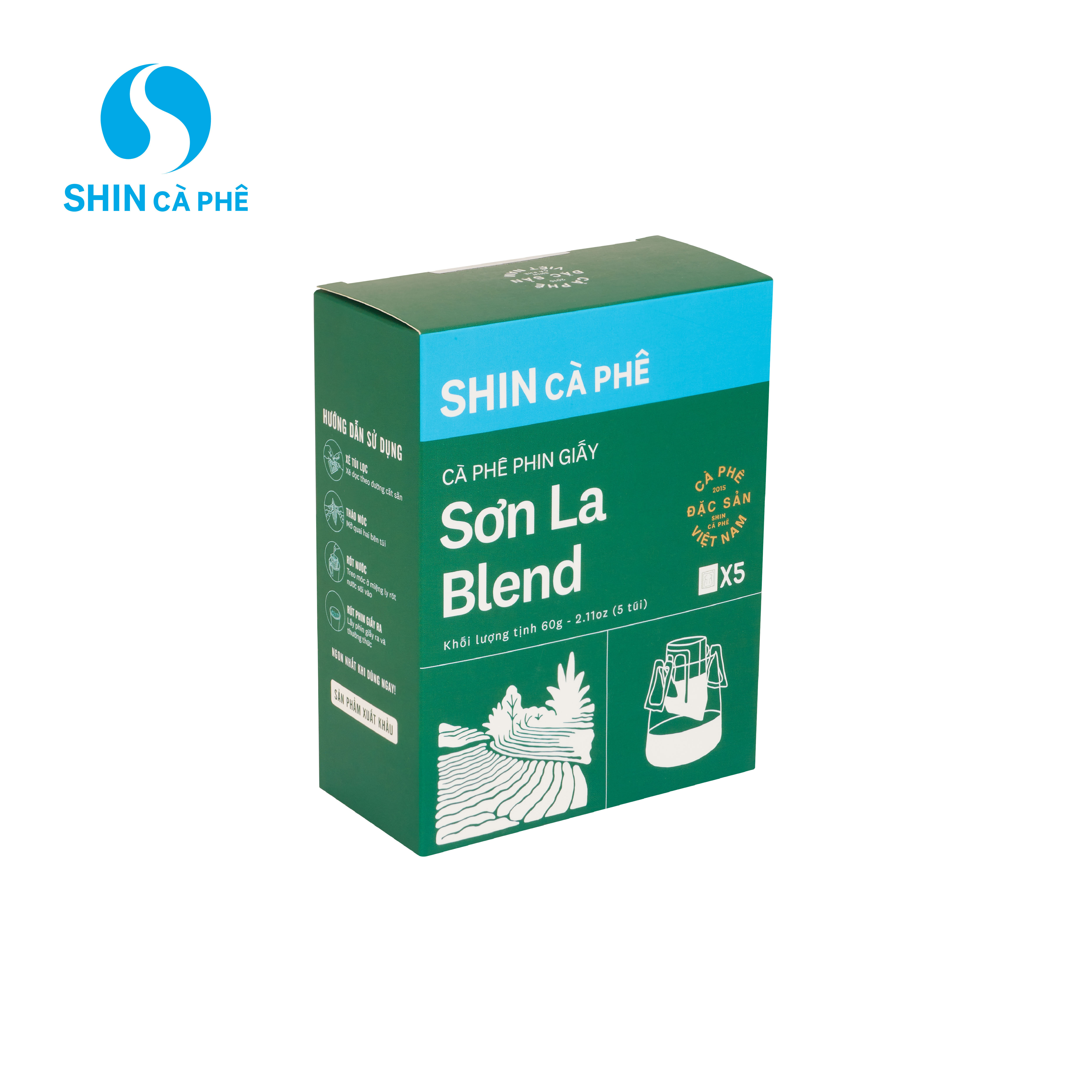 SHIN Cà Phê - Sơn La Blend Phin Giấy tiện lợi hộp 5 gói