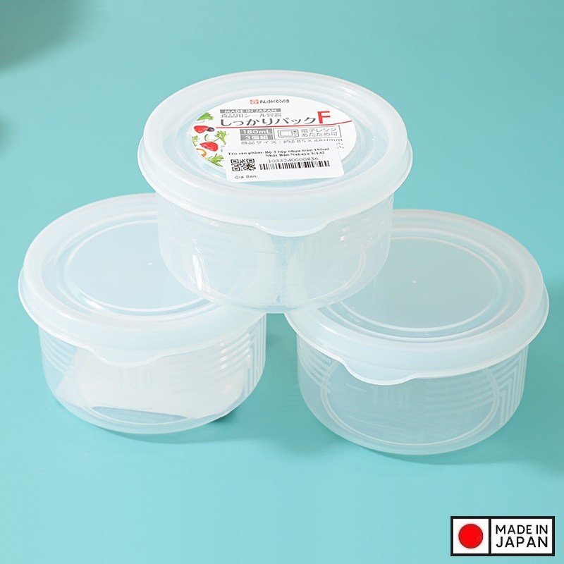 Bộ 3 chiếc hộp thực phẩm Nakaya tròn 180ml hàng nội địa Nhật Bản