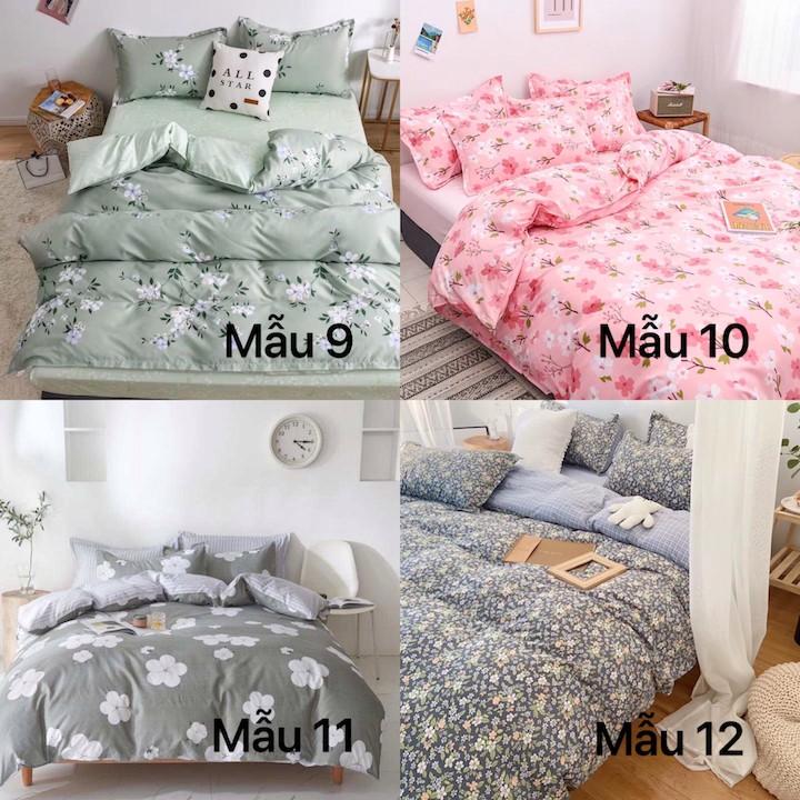 Bộ chăn ga cotton Hàn Quốc hoa nhí phong cách trang nhã, drap giường đẹp
