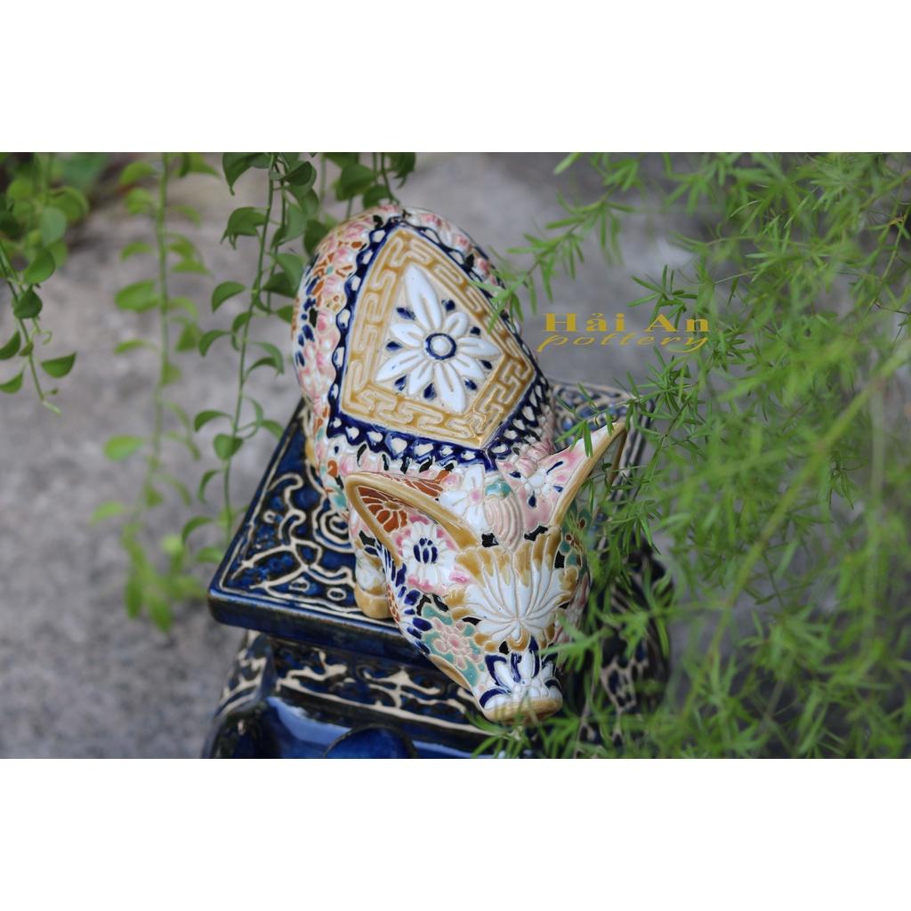Heo gốm khắc bách hoa