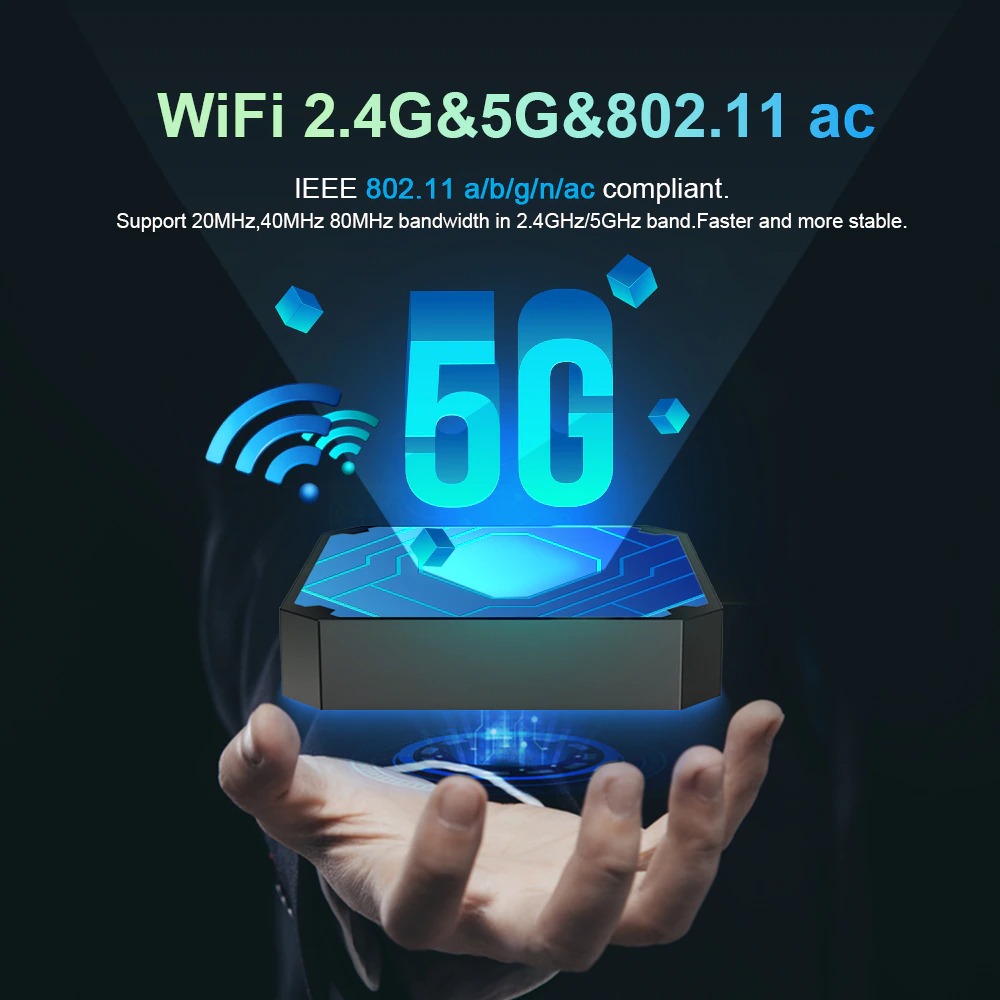 X96 mini 5G có điều khiển giọng nói tiếng việt bluetooth wifi 2 băng tần kép Ram 2G Rom 16G cài sẵn các ứng dụng giải trí miễn phí