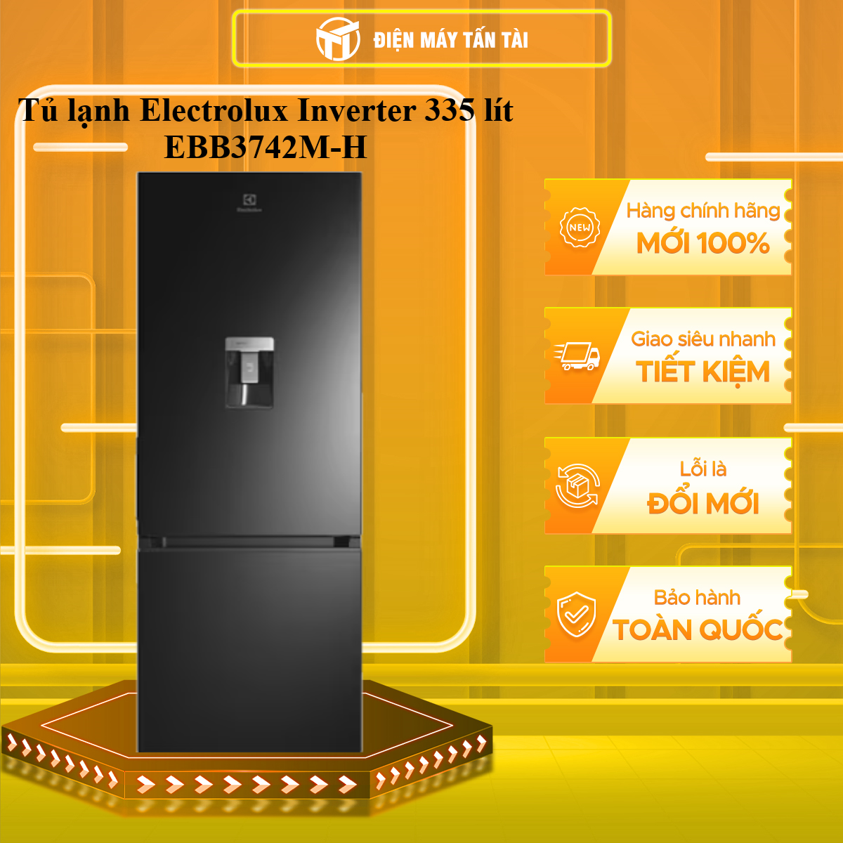 Tủ lạnh Electrolux Inverter 335 lít EBB3742M-H - HÀNG CHÍNH HÃNG - CHỈ GIAO HCM