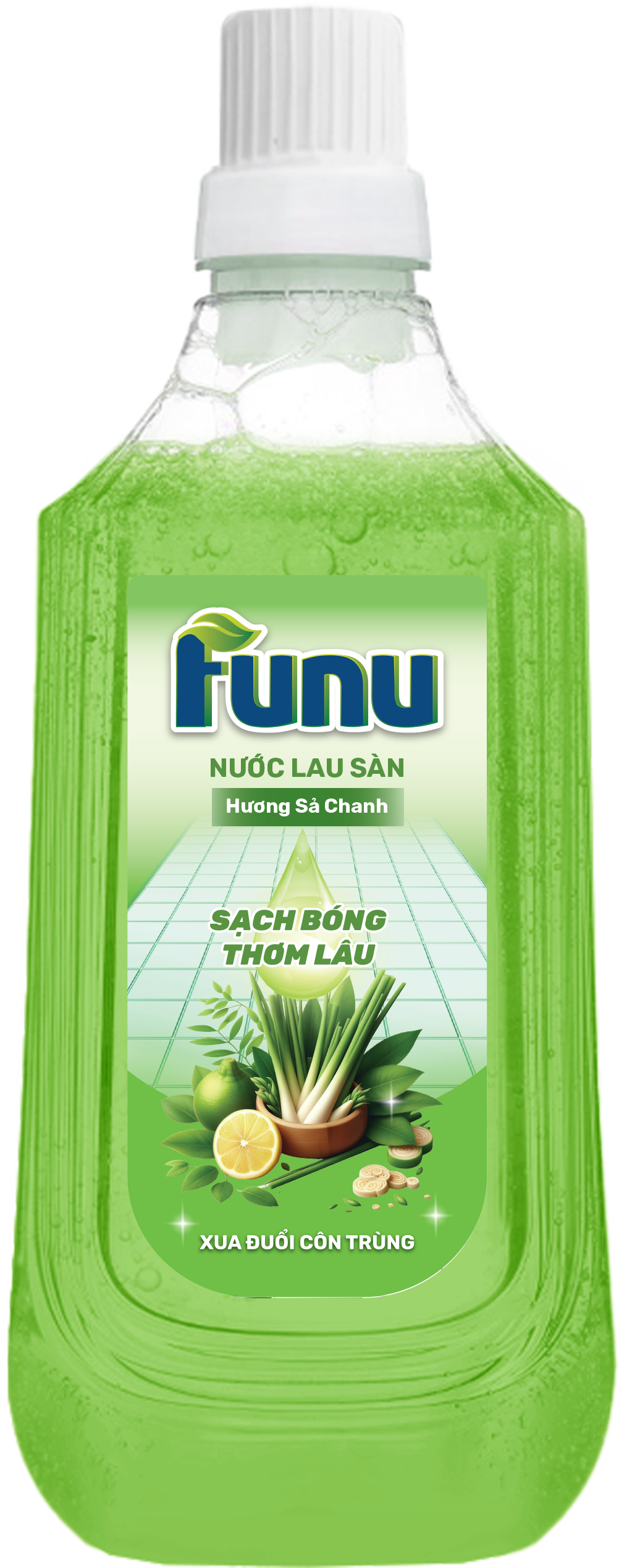 Nước lau sàn Funu sả chanh, sạch ngay sau một lần lau không cần lau lại với nước - Hàng chính hãng