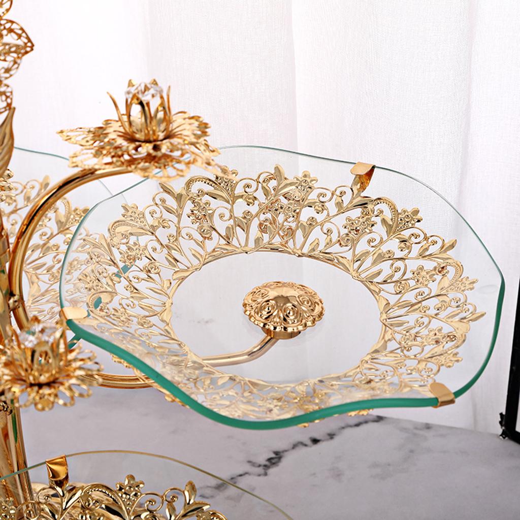 3-Tier Dessert Stand Fruit Plate Candy Cupcake Serving Tray Tempered Glass Trays for Wedding Birthday Party Home Holiday Countertop Decoration