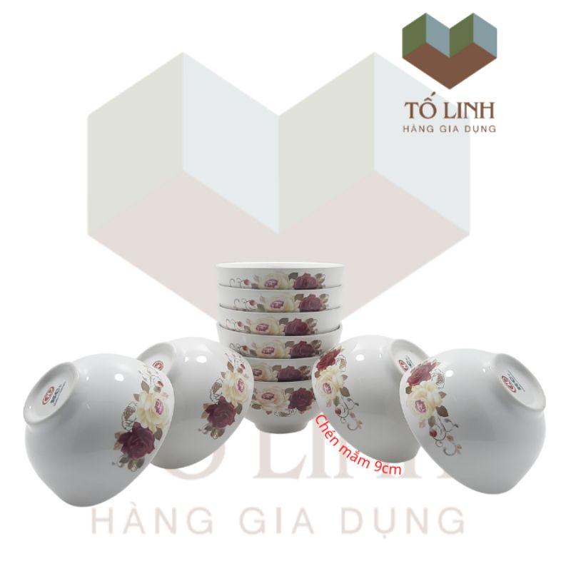 Combo 10 chén mắm sứ hoa,Set 10 chén mắm sứ hoa