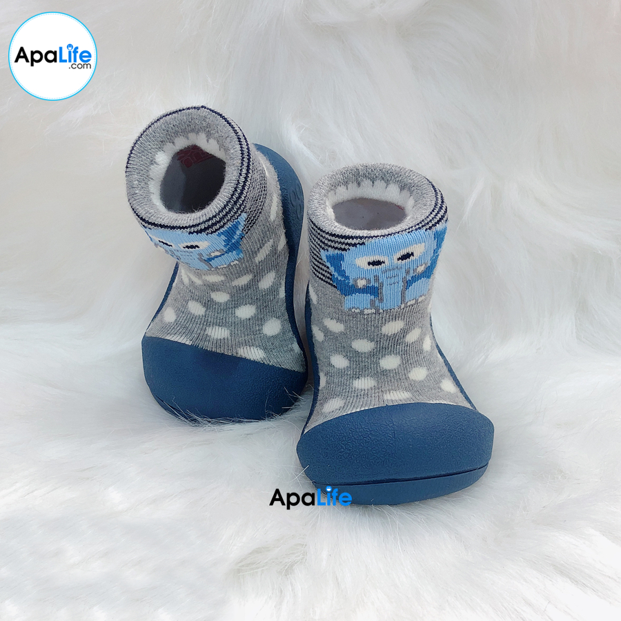 Attipas Zoo - Navy/ AT047 - Giày tập đi cho bé trai /bé gái từ 3 - 24 tháng nhập Hàn Quốc: đế mềm, êm chân &amp; chống trượt