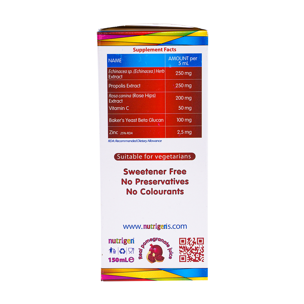 Siro tăng cường đề kháng cho trẻ Nutrigen Naturale Immuno hỗ trợ giảm nguy cơ viêm họng, viêm phế quản