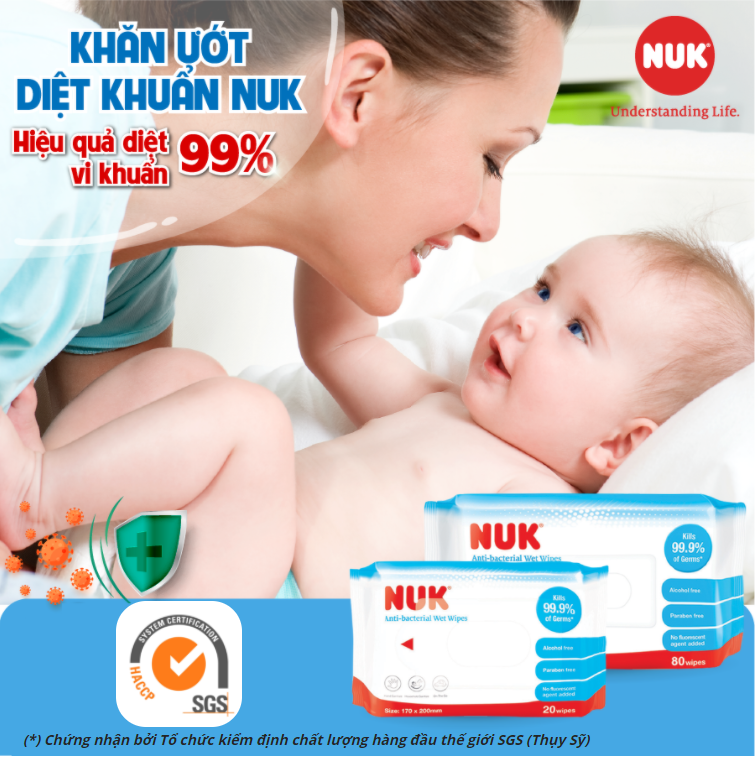 KHĂN ƯỚT DIỆT KHUẨN NUK KHÔNG CHỨA CỒN (80TỜ X 3GÓI)