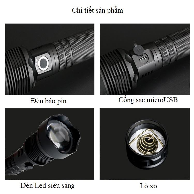 Đèn pin siêu sáng CREE P70 - Tặng VÍ THÉP ĐA NĂNG 11IN1