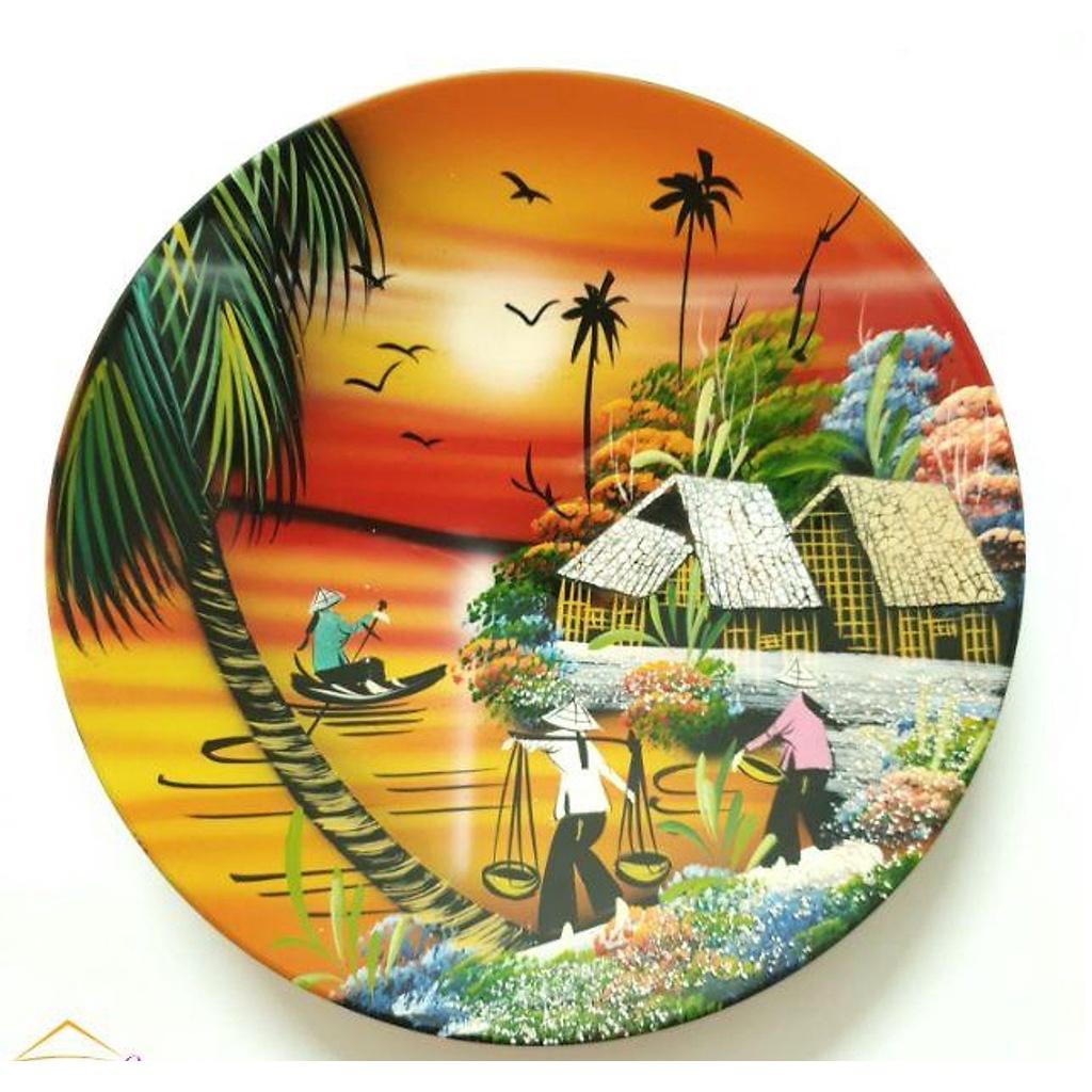Dĩa sơn mài cao cấp Thanh Bình Lê đựng trái cây, trang trí nhà cửa, văn phòng, quà tặng ý nghĩa size phi 24cm