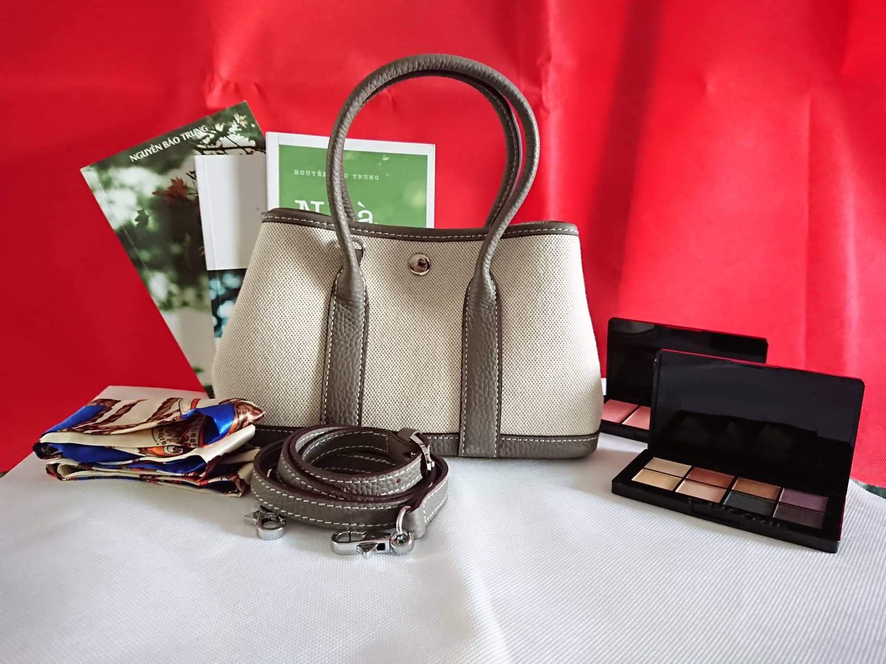 Túi Xách Tay Nữ Phối Khăn Họa Tiết