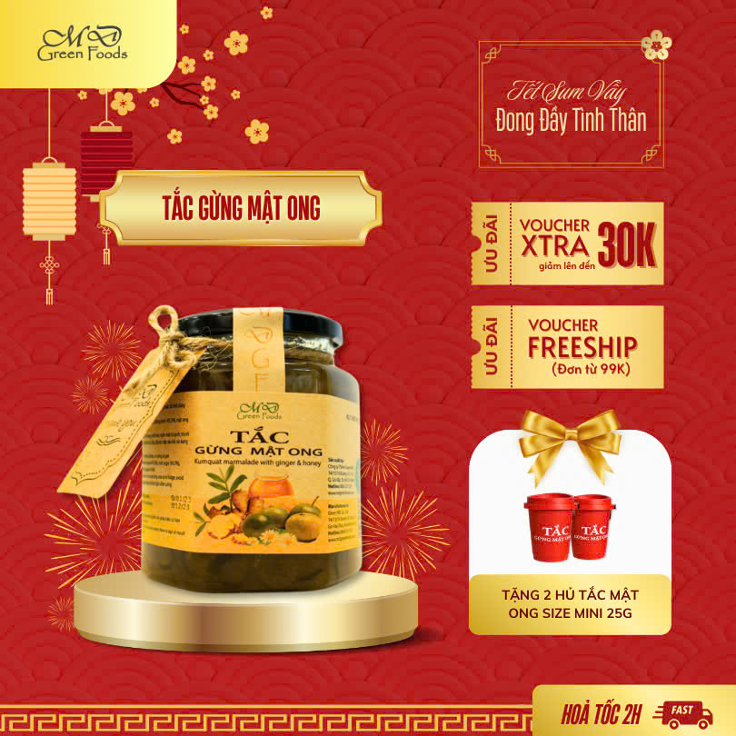Tắc Gừng Mật Ong MD Green Foods 500 gr - Tặng hũ Tắc Mật Ong Random size mini 25g Trải Nghiệm