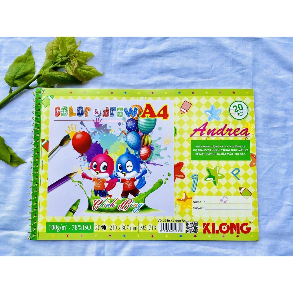 Sổ vẽ, vở vẽ A4 Klong gáy lò xo xé giấy được cho bé thỏa thích vẽ - VPP THIÊN ÁI