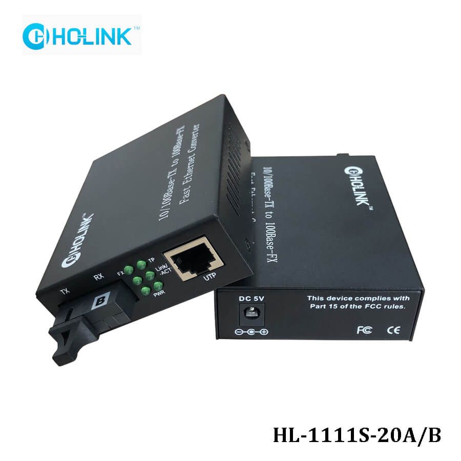 Bộ chuyển đổi quang điện Ho-Link HL-1111S-20AB | 1 sợi quang 10/100MB - Hàng chính hãng