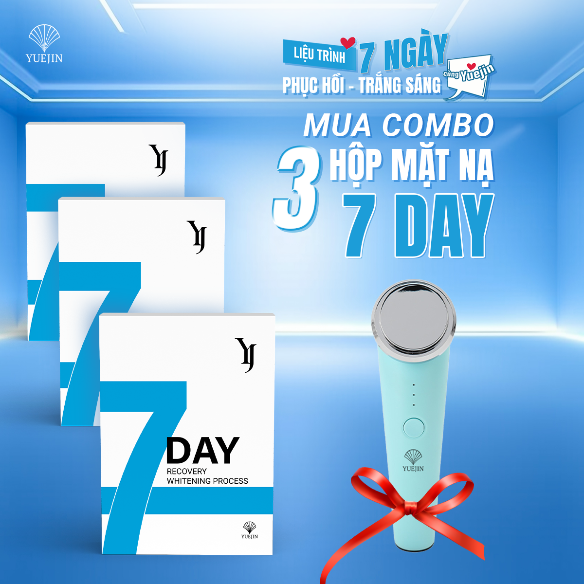 [Tặng Máy Điện Di Tinh Chất] Mặt nạ 7 ngày Yuejin cấp ẩm làm dịu dưỡng trắng da chăm sóc da hiệu quả