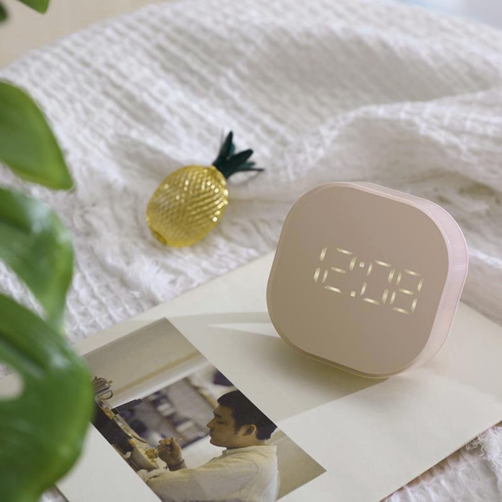 Small Square Bedside   Clock ic with Snooze  Pink