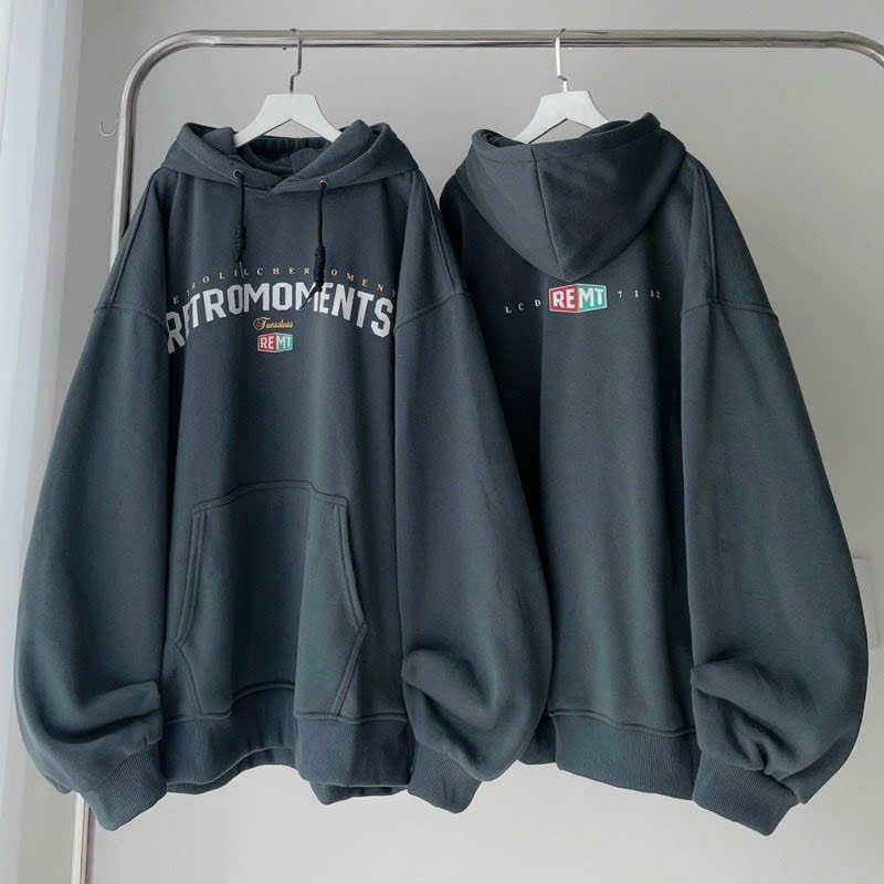 Áo Hoodie Form Rộng Nam Nữ Logo rftromoments, Áo Hoodie nỉ " REMT" unisex Ulzzang, mũ áo trùm đầu 2 lớp phong cách Hàn Quốc,