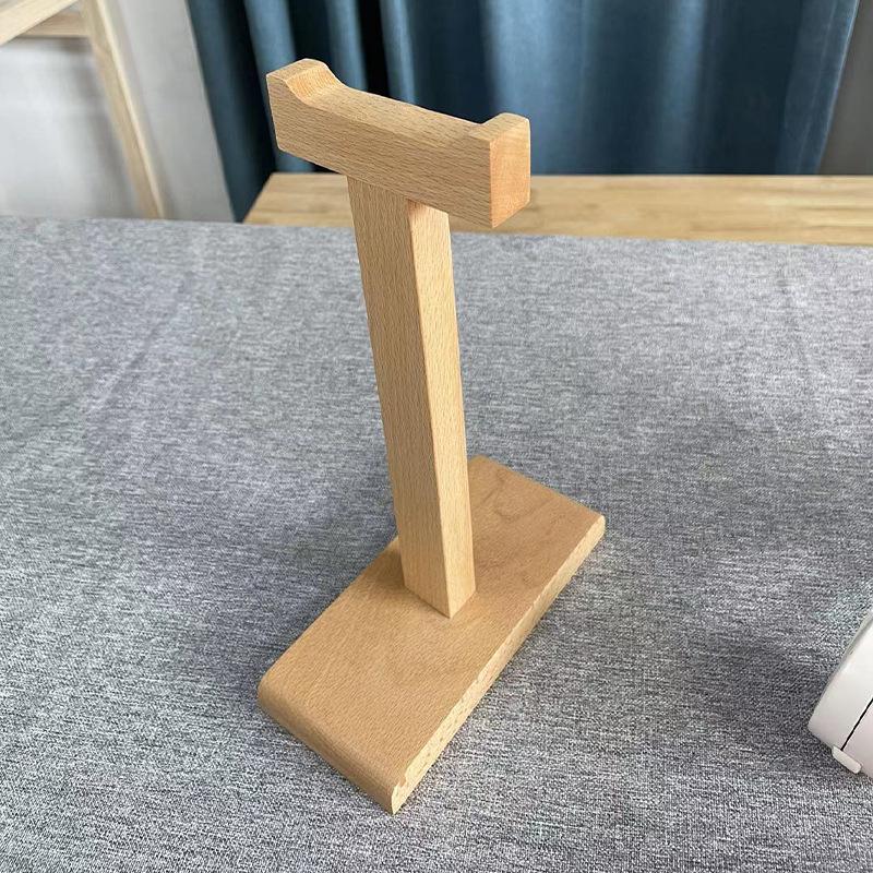 Lưu trữ giá đỡ tai nghe bằng gỗ nguyên khối để bàn thuận lợi nhất hiển thị sáng tạo móc treo tai nghe gắn trên đầu đế giá đỡ ba chiều đơn giản