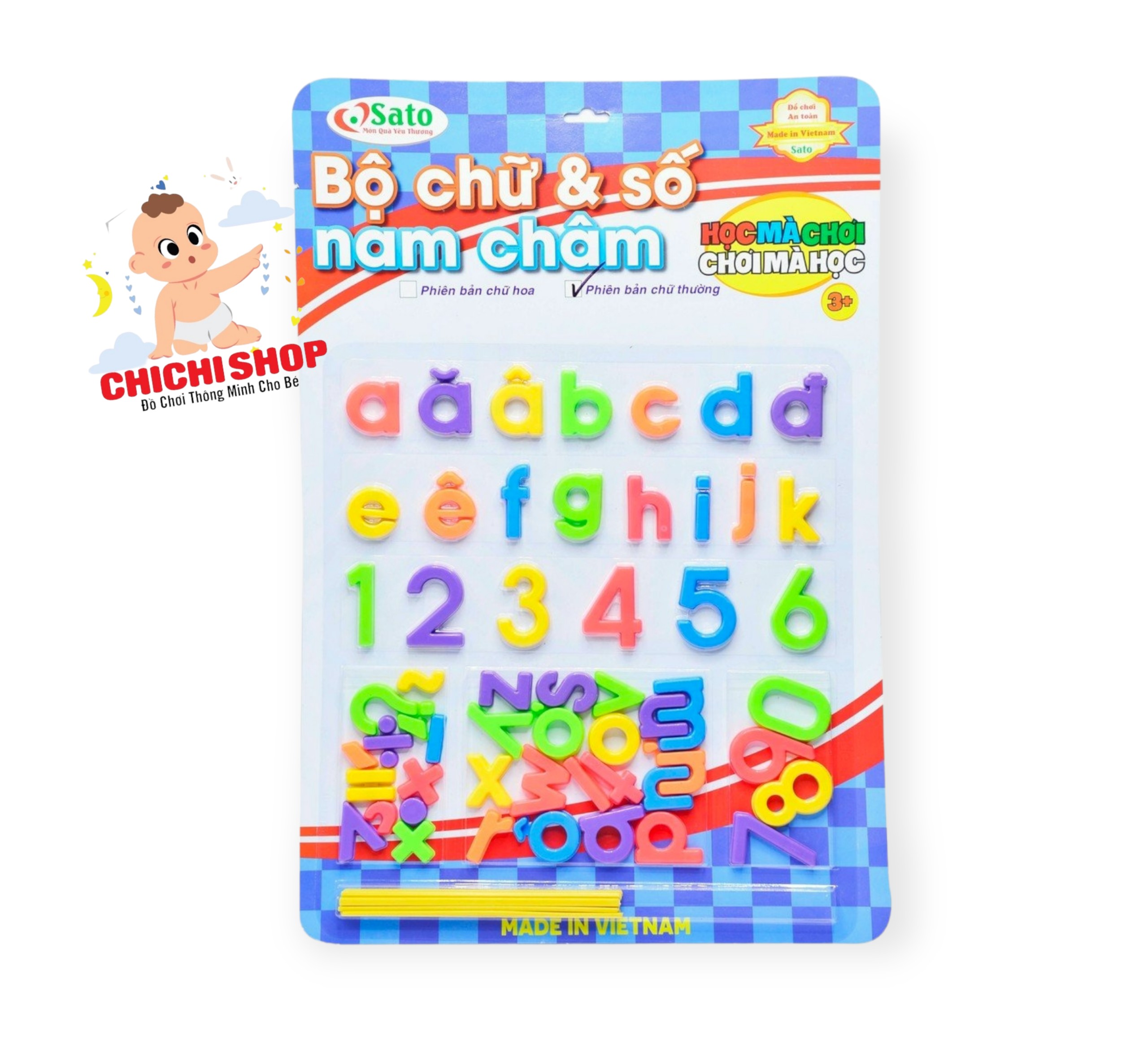 Combo 3 Bộ Chữ Và Số Nam Châm Dán Bảng Từ Hoặc Tủ Lạnh Cho Bé Học Chữ Cái, Chữ Số, Ghép Vần Và Làm Toán