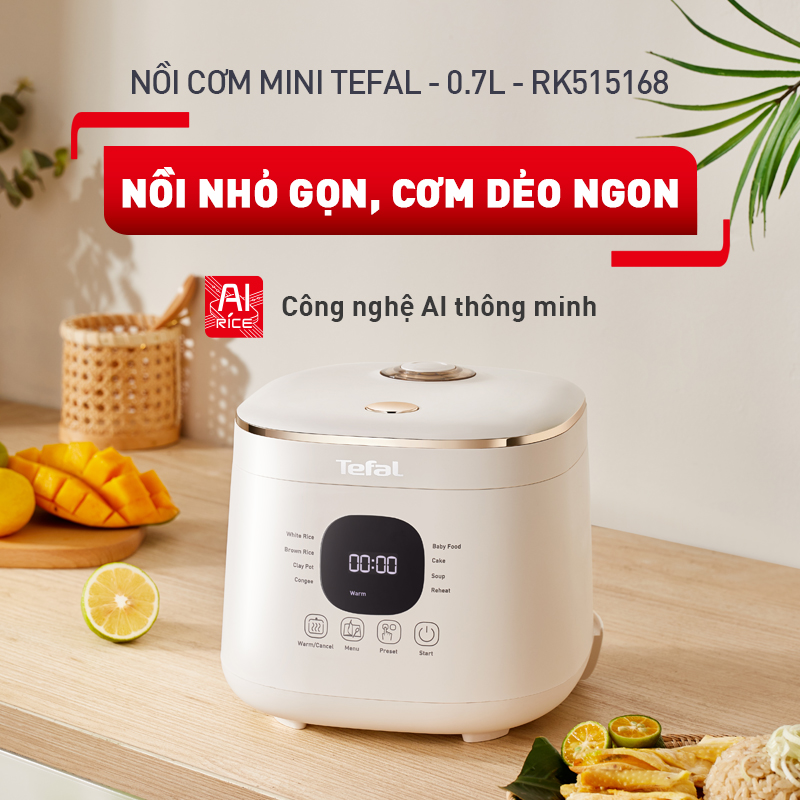 Nồi cơm điện tử Tefal Rice Mate Mini 0.7L RK515168 - Hàng chính hãng