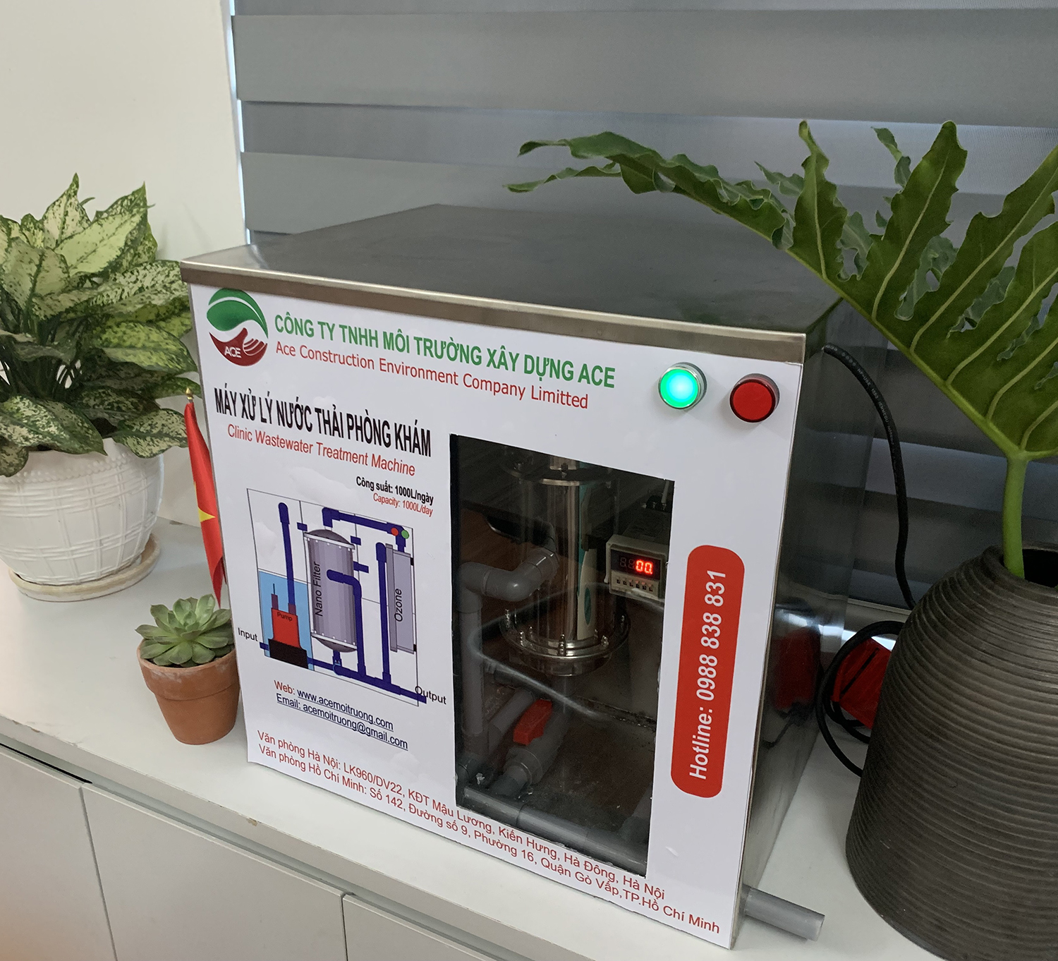 (Hàng chính hãng) Máy lọc nước thải Litero ACE1000I xử lý nước thải Phòng khám nha khoa công nghệ oxy hoá bậc cao kết hợp lọc nano và than hoạt tính 1 bộ