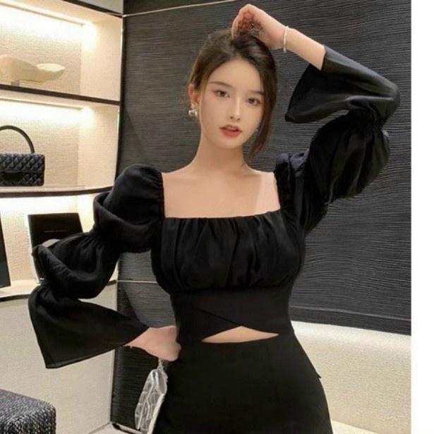 ÁO NỮ CROPTOP TAY PHỒNG 3 TẦNG NƠ LƯNG (DƯỚI 55KG MẶC VỪA)