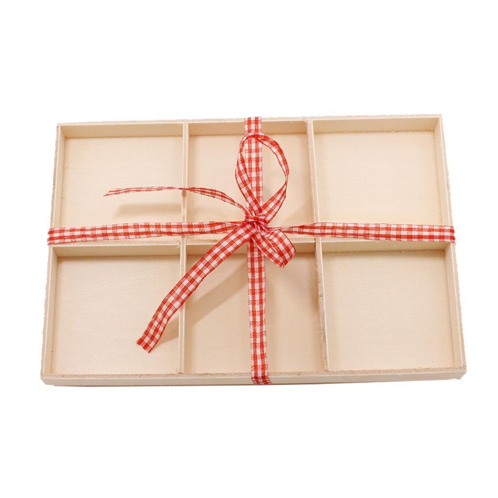 Wooden Jewelry Organizer Chest Storage Box 6 Compartments Tea Box