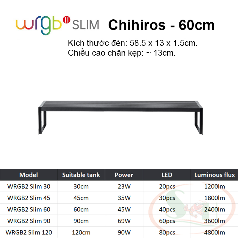 Đèn led Chihiros WRGB 2 Slim 30, 45, 60, 90, 120 cm WRGB2 quang phổ bể thủy sinh cá tép cảnh wrgbii