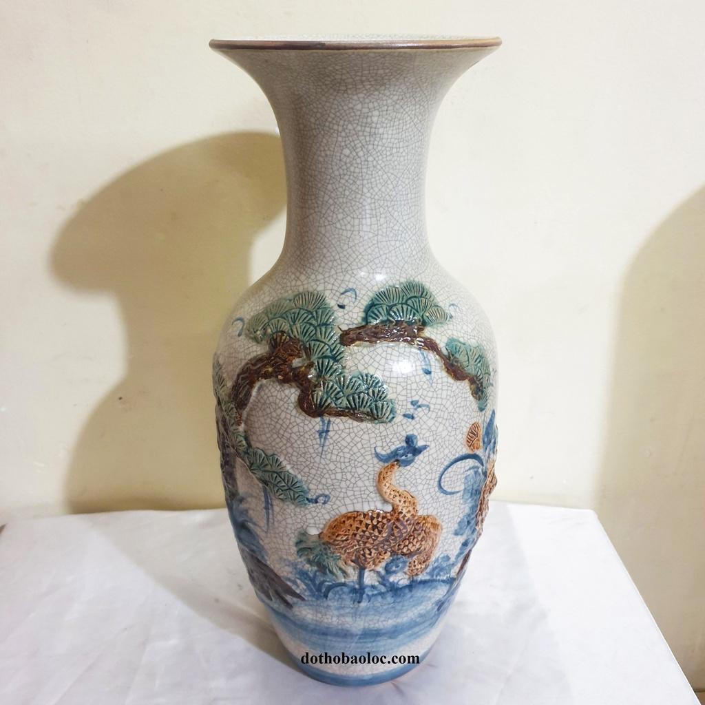 Lục bình men rạn giả cổ gốm cao 46cm