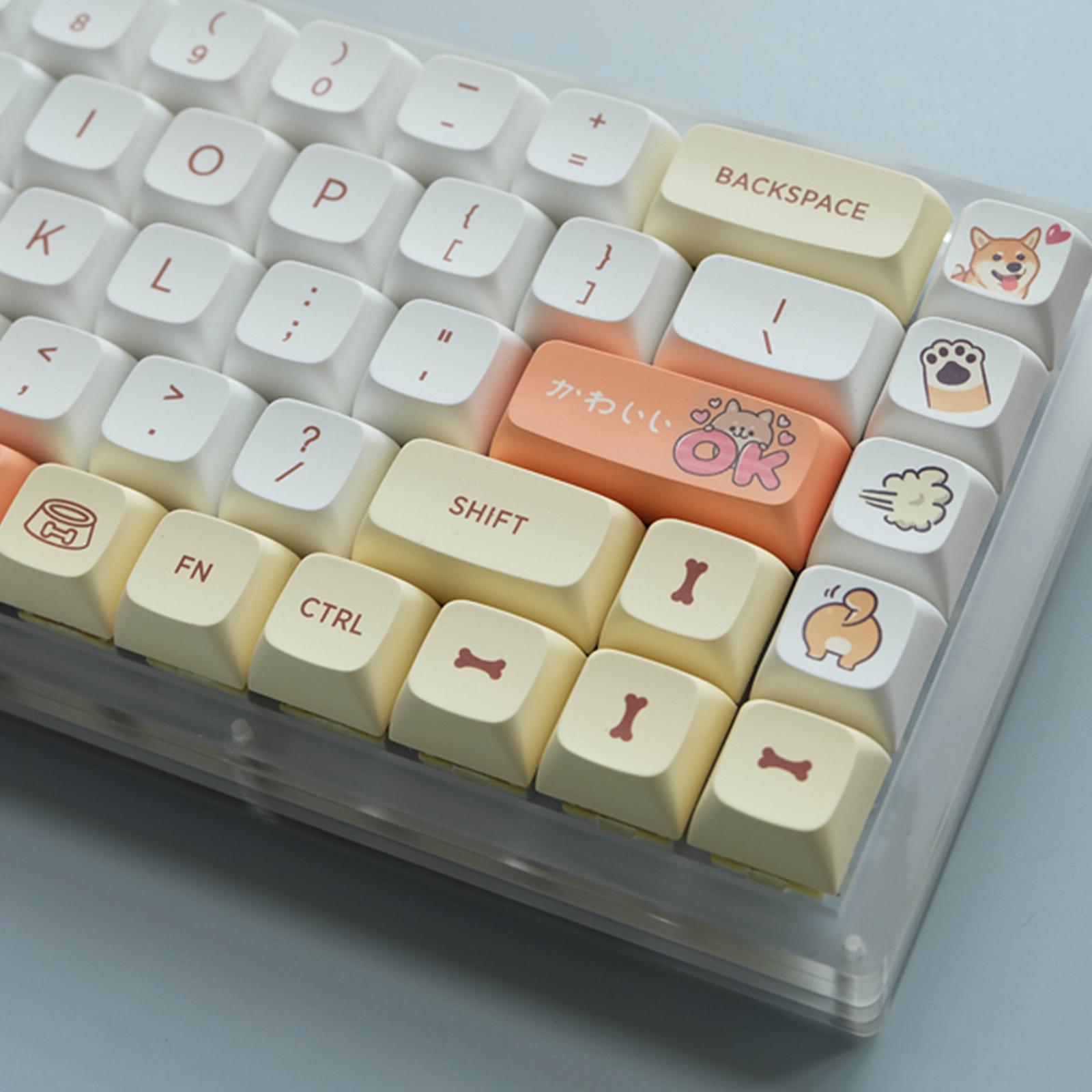 139Keys Xda Profile Keycaps Cute 2-Layer Plastic White PBT Dye Sub Keycaps for MX Gaming Mechanical Keyboard 61/68/84 Keys Layout, for Cherry