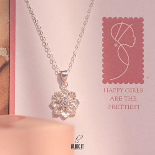 Vòng cổ bạc Bling It mặt hoa chuồn chuồn hạt đá BIVC215