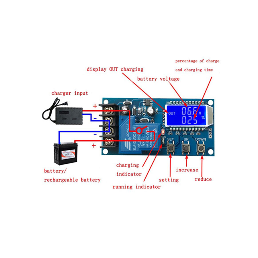 Mạch Sạc Acquy Tự Ngắt Bảo Vệ Quá Tải Hẹn Giờ Sạc XY-L30A 6VDC-60VDC 30A