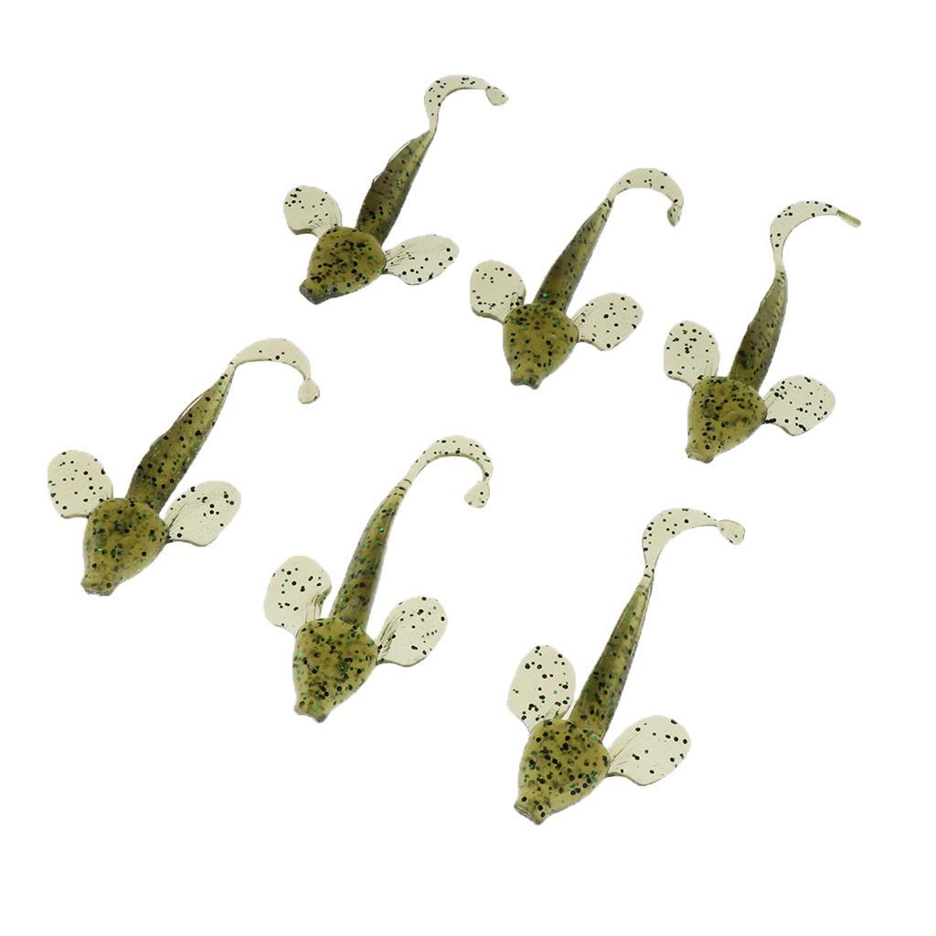 6x Capuchin Soft Artificial Grub Worm Baits Lures Fishing Tackle Jig Head Equipment