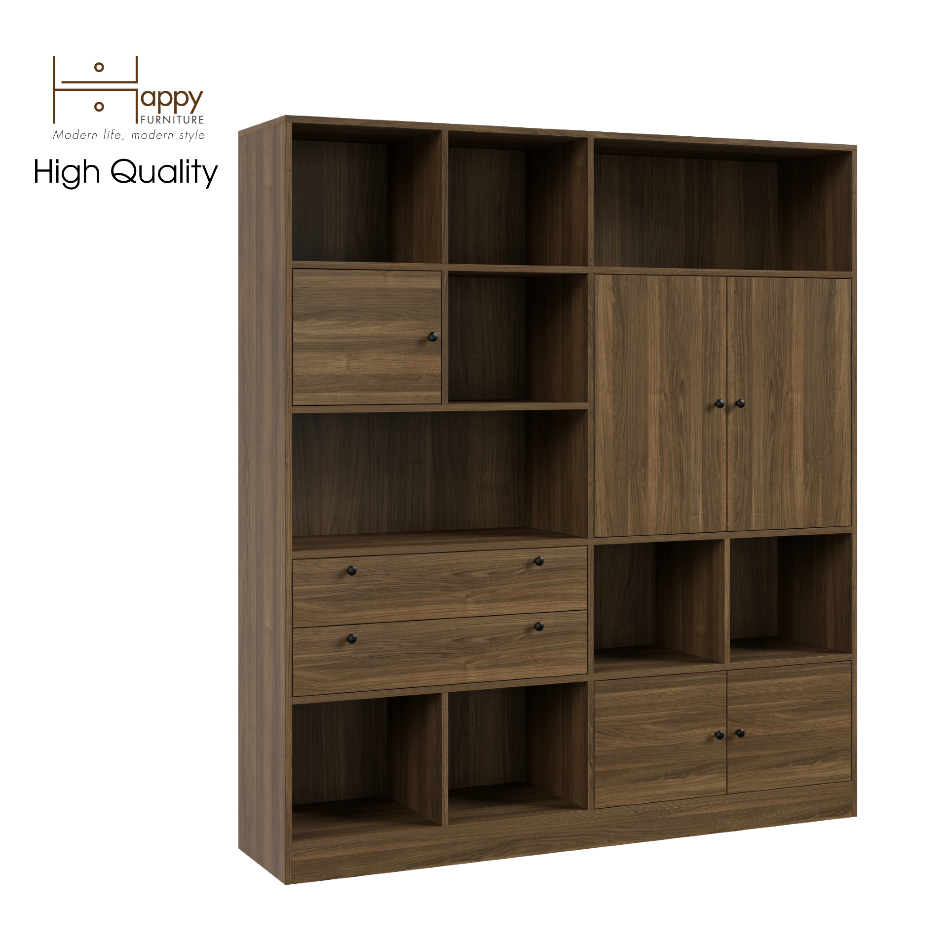 [Happy Home Furniture] CATY , Kệ sách nhiều ngăn - 1m6 x 1m8 ,  160cm x 38cm x 180cm (DxRxC), KSA_026