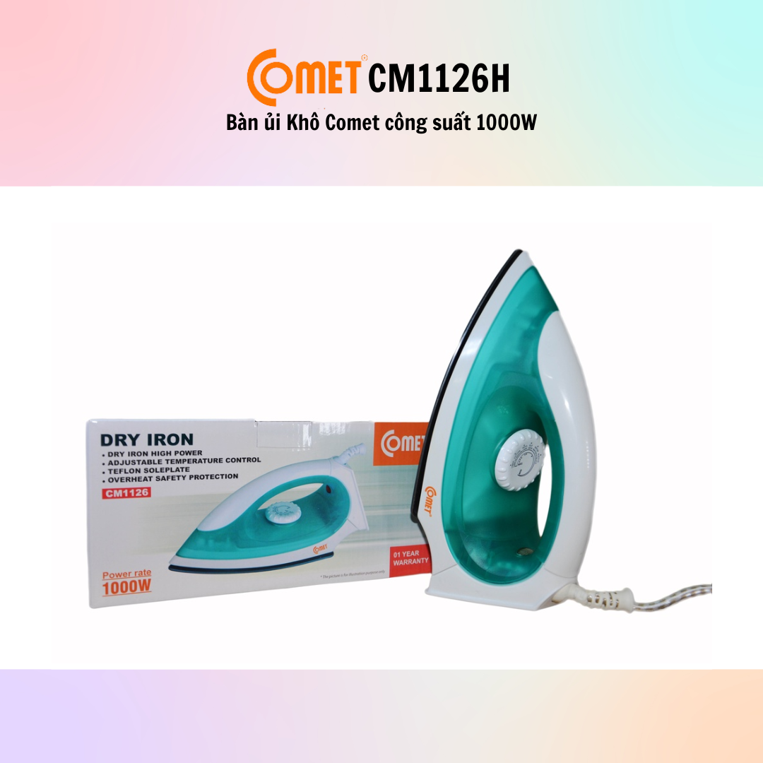 Bàn ủi khô cao cấp Comet CM1126 - Hàng Chính Hãng - Bảo Hành 12 Tháng