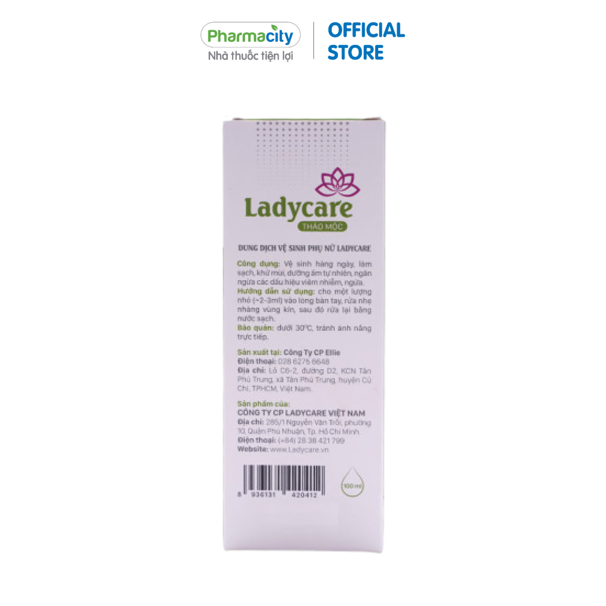 Dung dịch vệ sinh phụ nữ chiết xuất thảo mộc Ladycare (Chai 100ml)