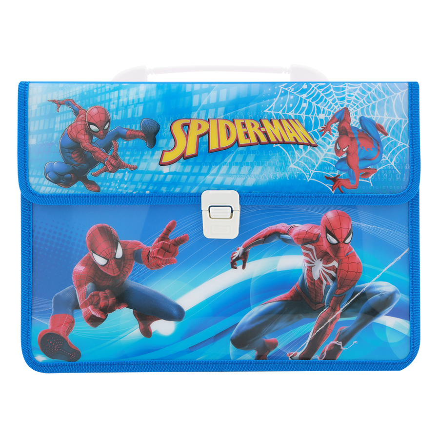 Combo Cặp Học Sinh 2 Ngăn Và Thước Nhựa - Hình Spiderman